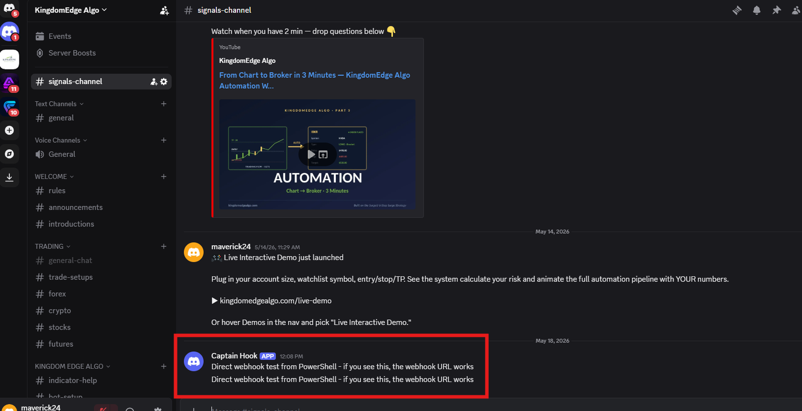 Discord signal notification